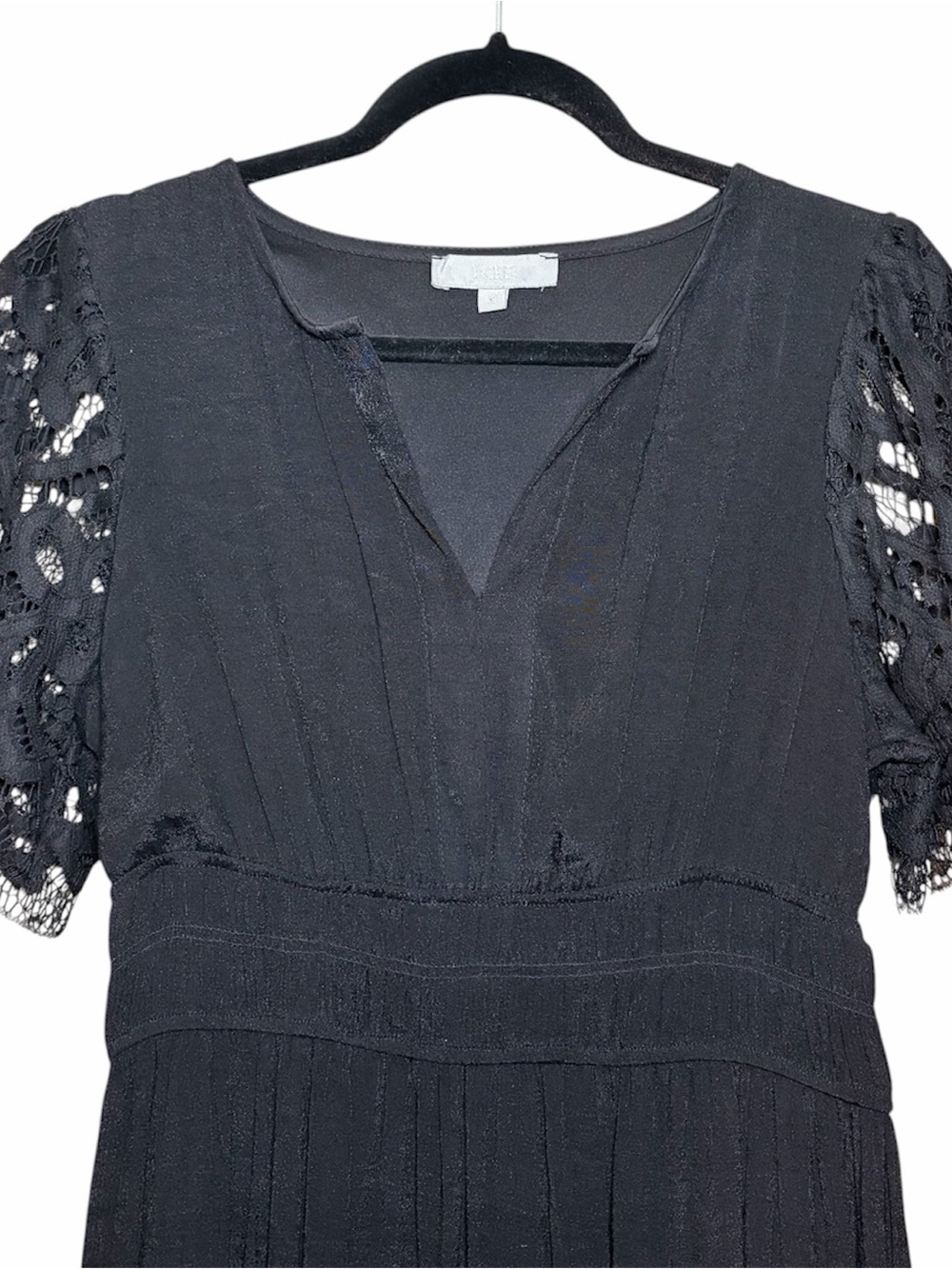 J Gee Black Lace Maxi Dress Medium Boho Romantic Whimsigoth Fairycore Gothic LBD - Picture 3 of 8